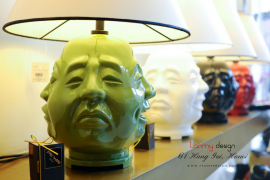 Buddha face lacquer lamp